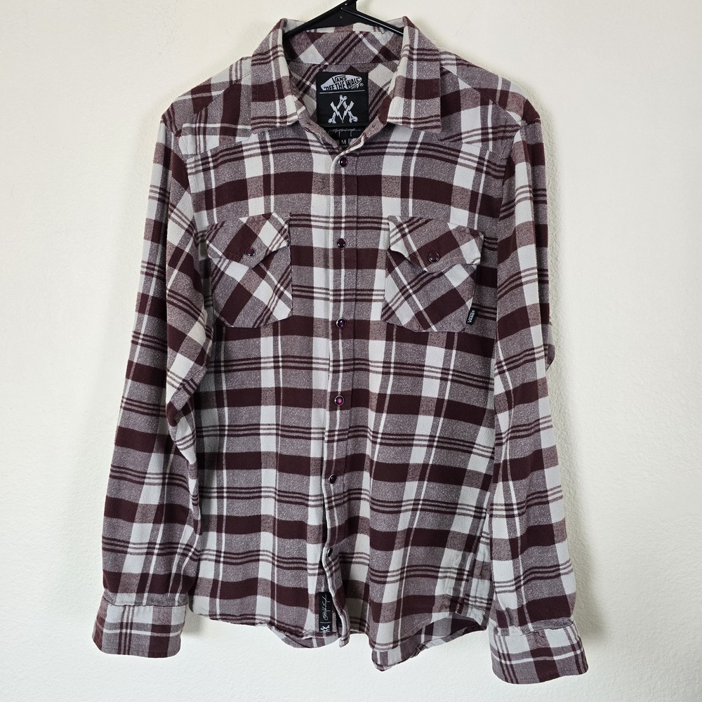 VANS OFF THE WALL Men's‎ Sz Medium Cotton Flannel Button Dow Anthony Van Engelen
